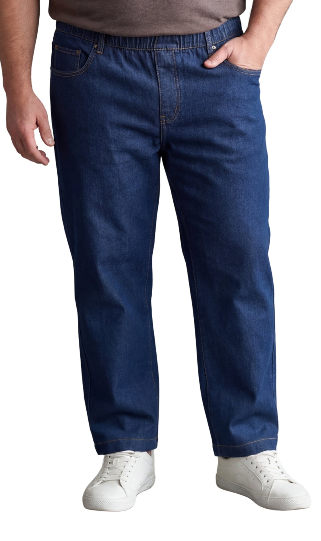 Men’s Lightweight Casual Elastic Waist Pull-On Jeans – Denim & Twill Pants with Easy Fit
