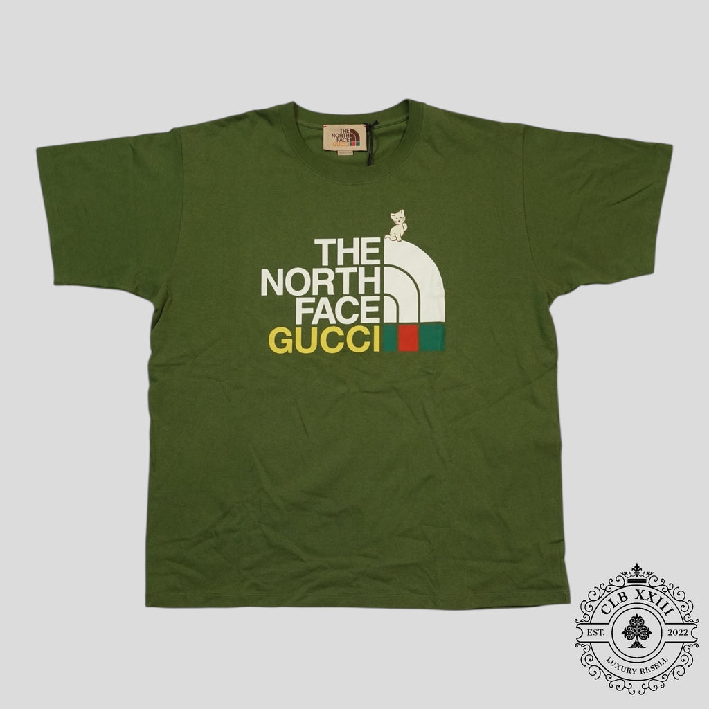 Gucci X The North Face Cat Print Tee in Green